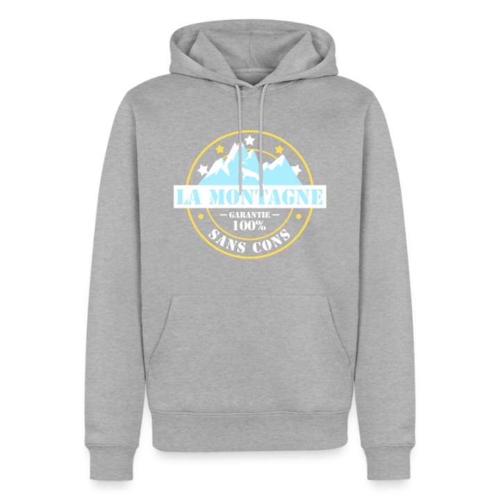 Sweat-shirt à capuche premium homme - La montagne: Garantie sans cons - gris chiné - front