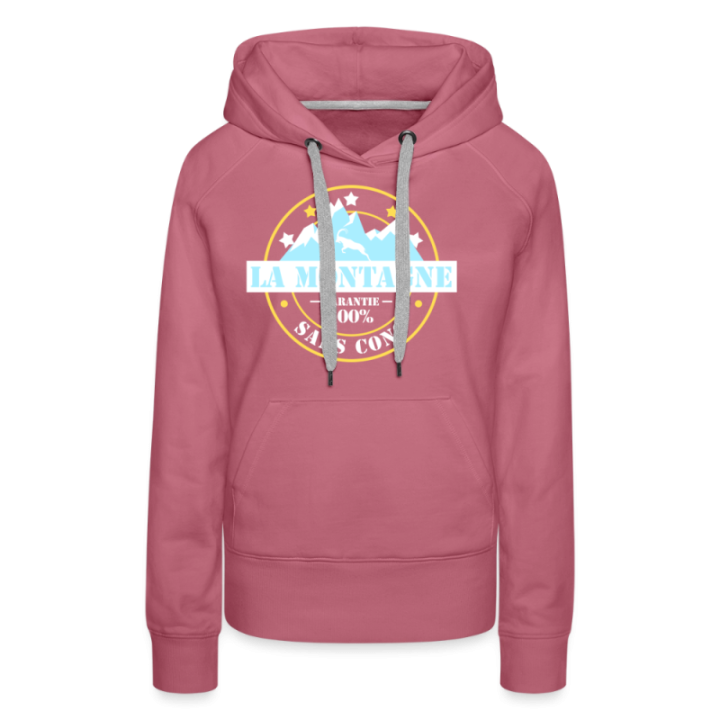 Sweat-shirt à capuche premium femme - La montagne: Garantie sans cons - mauve - front