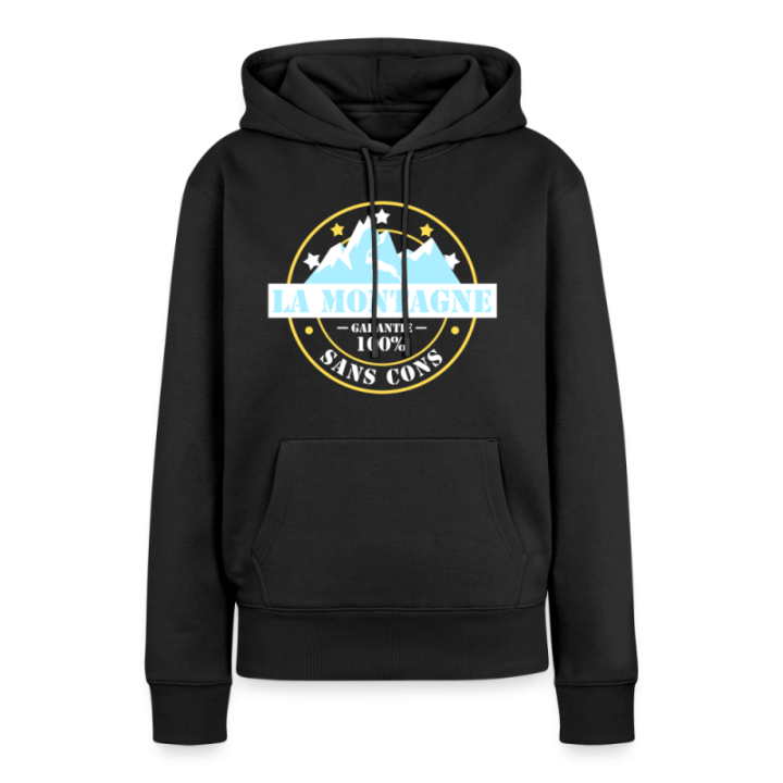 Sweat-shirt à capuche premium femme - La montagne: Garantie sans cons - noir - front