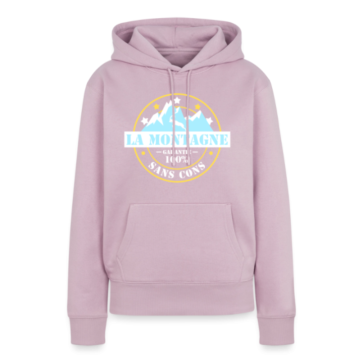Sweat-shirt à capuche premium femme - La montagne: Garantie sans cons - rose poudré - front