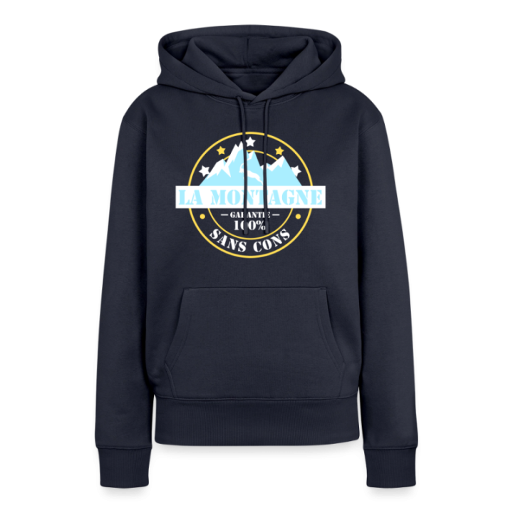 Sweat-shirt à capuche premium femme - La montagne: Garantie sans cons - bleu marine - front