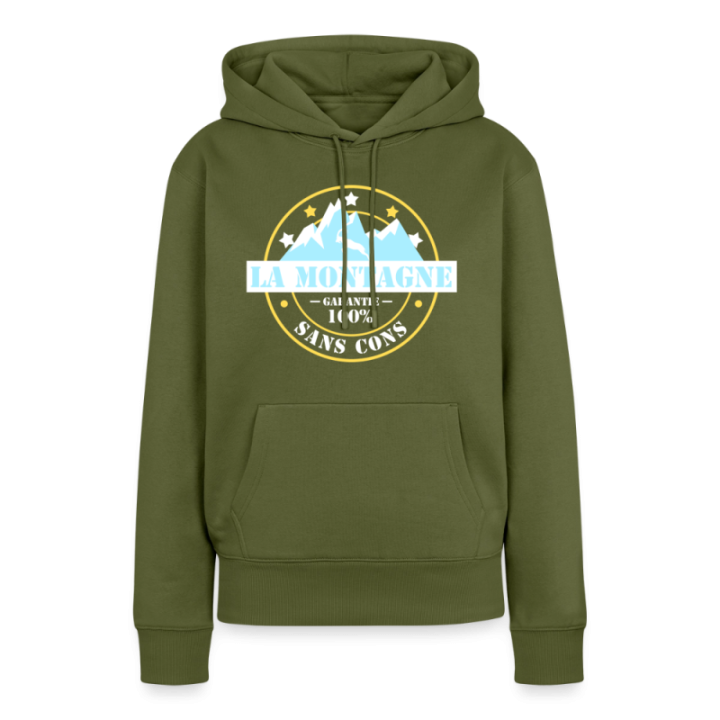 Sweat-shirt à capuche premium femme - La montagne: Garantie sans cons - kaki - front