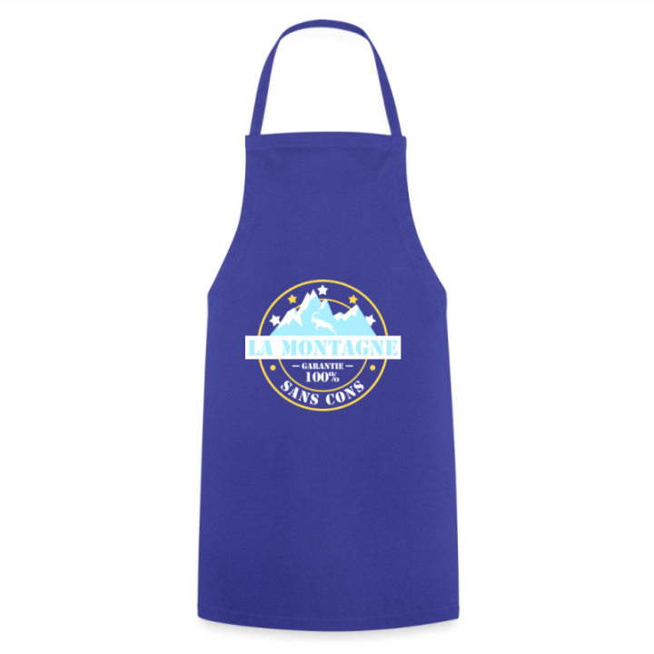 Tablier de cuisine - La montagne: Garantie sans cons - bleu royal - front