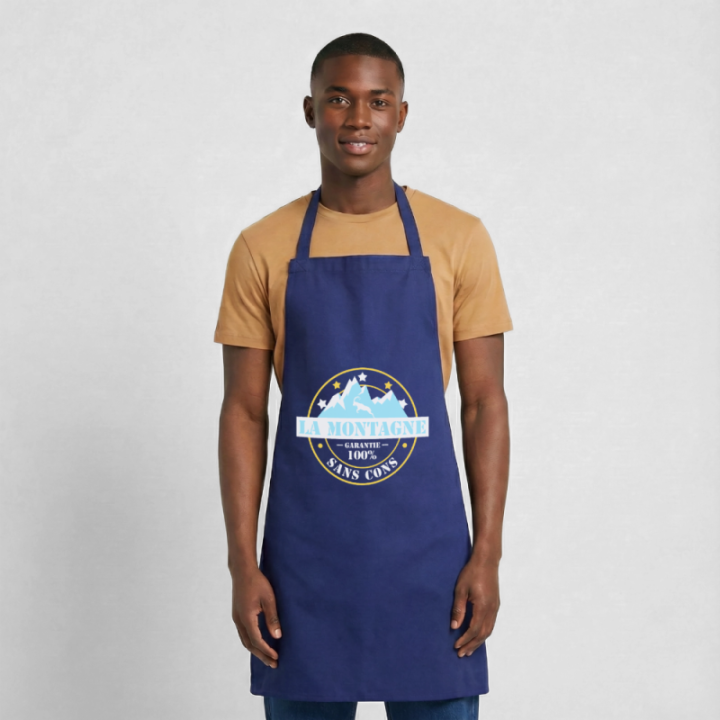 Tablier de cuisine - La montagne: Garantie sans cons - bleu royal - front