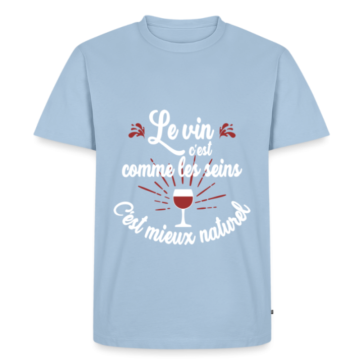T-shirt premium homme - Le vin c'est mieux naturel - bleu clair - front
