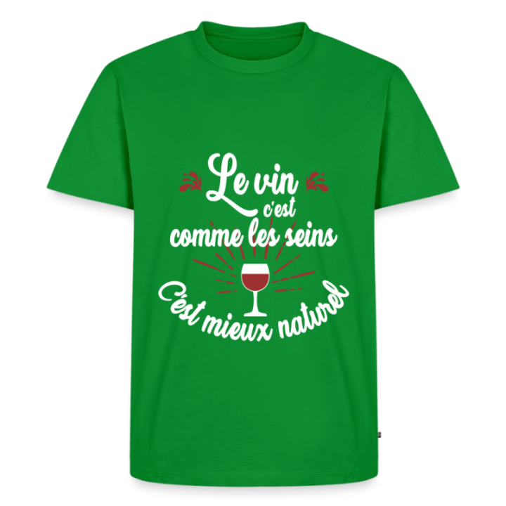 T-shirt premium homme - Le vin c'est mieux naturel - vert - front
