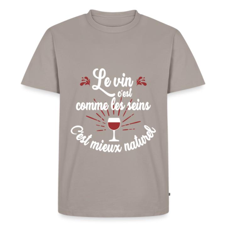 T-shirt premium homme - Le vin c'est mieux naturel - taupe - front