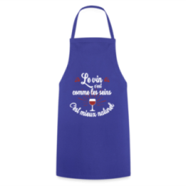 Tablier de cuisine - Le vin c'est mieux naturel - bleu royal - front