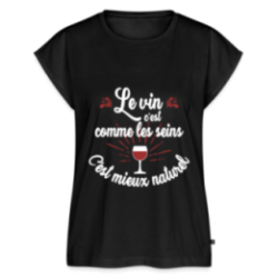 T-shirt à manches retroussées femme - Le vin c'est mieux naturel