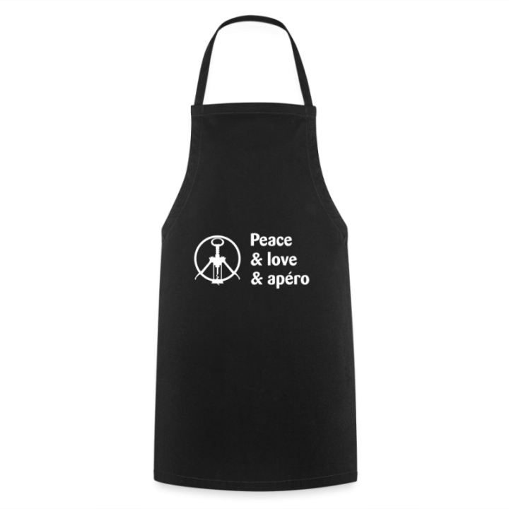 Tablier de cuisine - Peace Love Apéro - noir - front