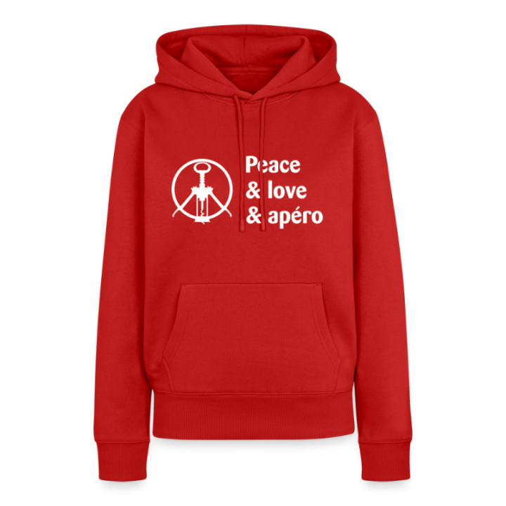 Sweat-shirt à capuche premium femme - Peace Love Apéro - rouge - front