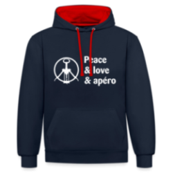 Sweat-shirt à capuche contrasté unisexe - Peace Love Apéro