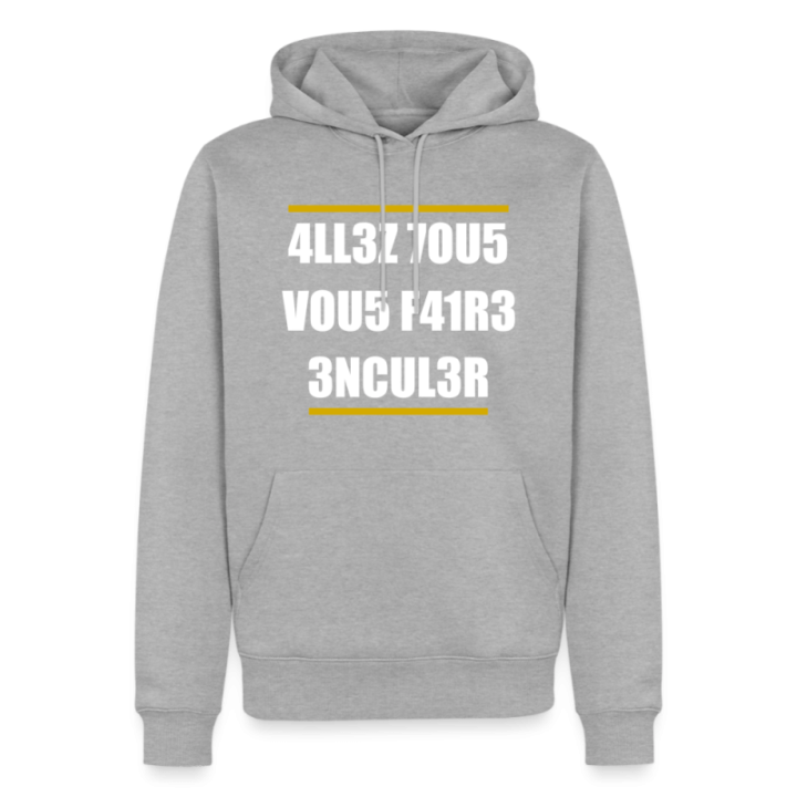 Sweat-shirt à capuche premium homme - Allez tous vous faire... - gris chiné - front