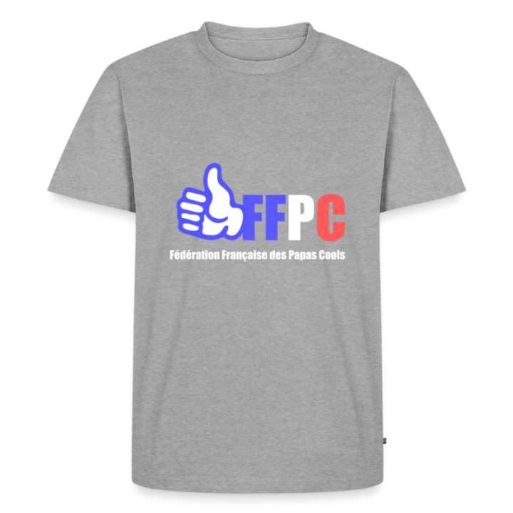 T-shirt premium homme - Fédération Française des papas cools - gris chiné - front