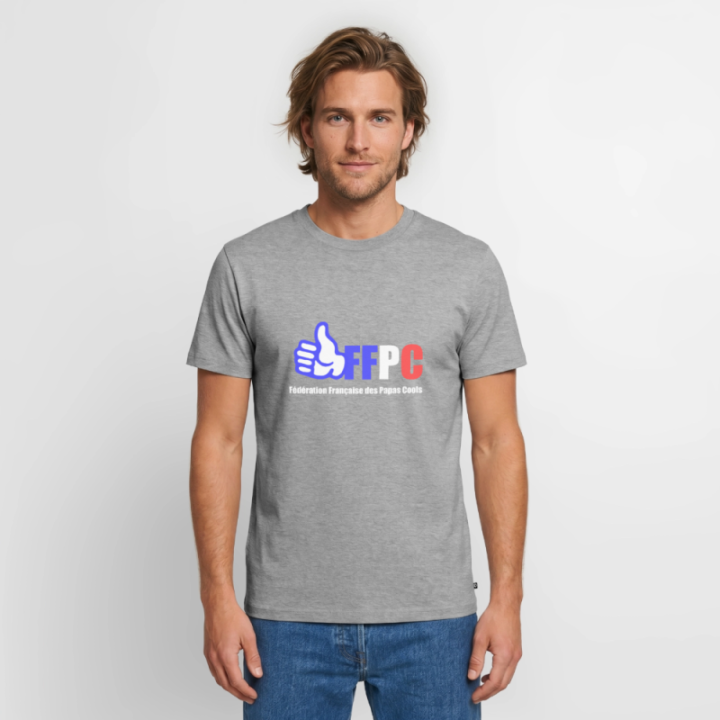 T-shirt premium homme - Fédération Française des papas cools - gris chiné - front