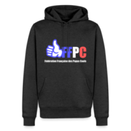 Sweat-shirt à capuche premium homme - Fédération Française des papas cools - anthracite chiné - front