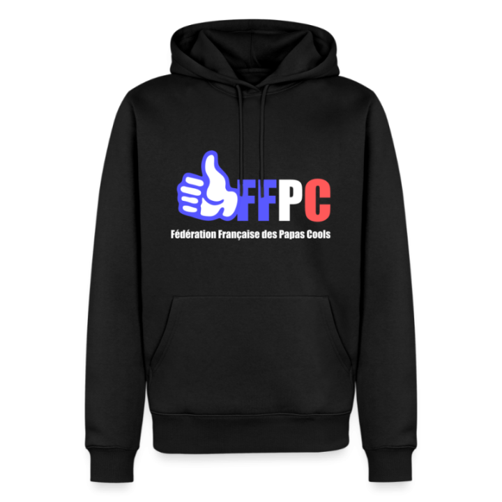 Sweat-shirt à capuche premium homme - Fédération Française des papas cools - noir - front