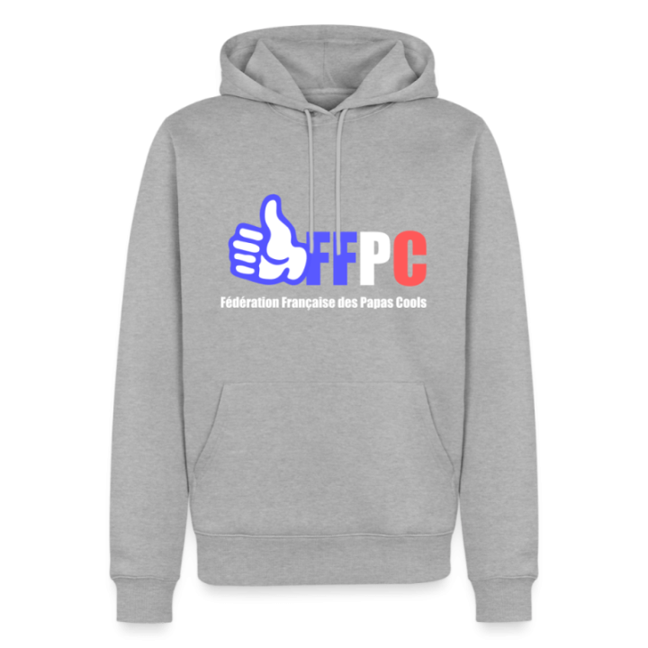 Sweat-shirt à capuche premium homme - Fédération Française des papas cools - gris chiné - front