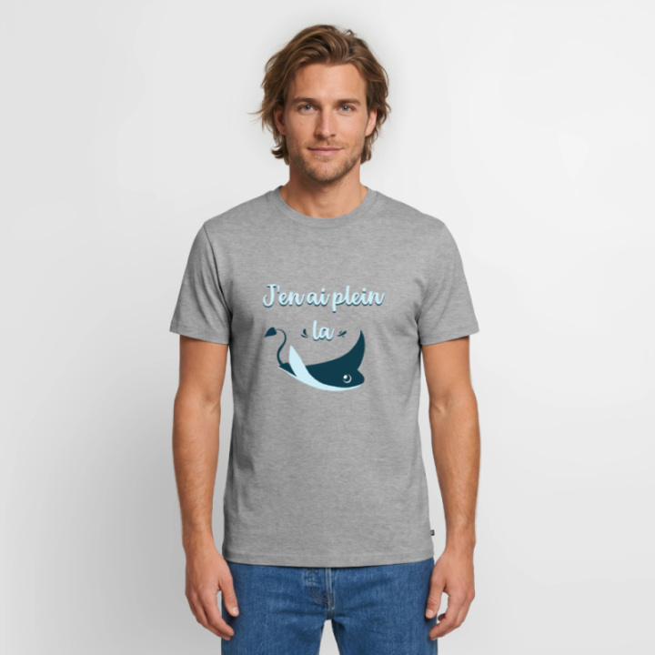 T-shirt premium homme - Plein la raie - gris chiné - front