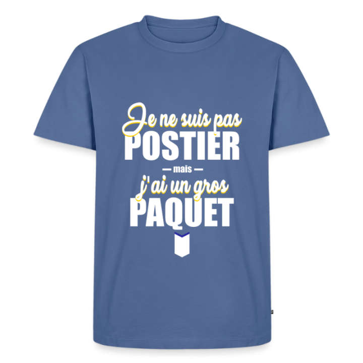 T-shirt premium homme - J'ai un gros paquet - bleu pigeon - front