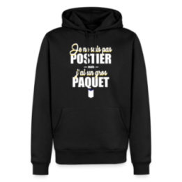 Sweat-shirt à capuche premium homme - J'ai un gros paquet - noir - front
