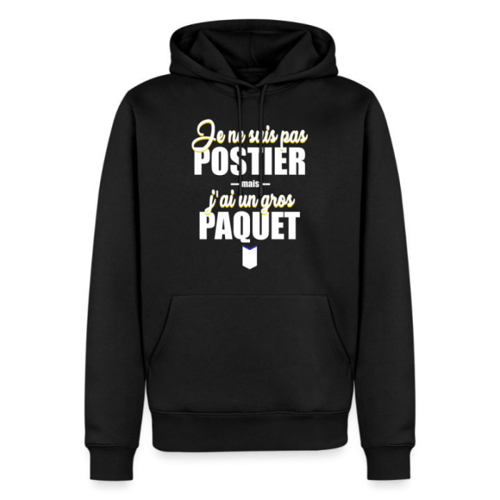 Sweat-shirt à capuche premium homme - J'ai un gros paquet - noir - front