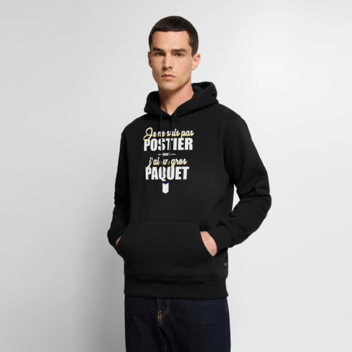Sweat-shirt à capuche premium homme - J'ai un gros paquet - noir - front