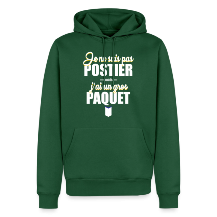 Sweat-shirt à capuche premium homme - J'ai un gros paquet - vert bouteille - front