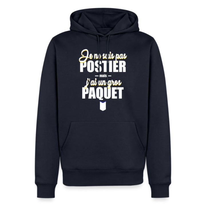 Sweat-shirt à capuche premium homme - J'ai un gros paquet - bleu marine - front
