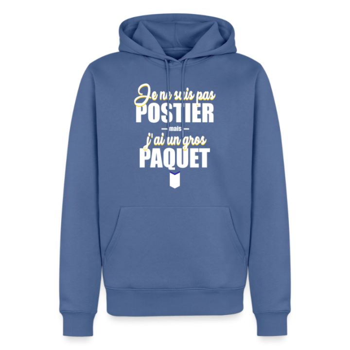 Sweat-shirt à capuche premium homme - J'ai un gros paquet - bleu pigeon - front