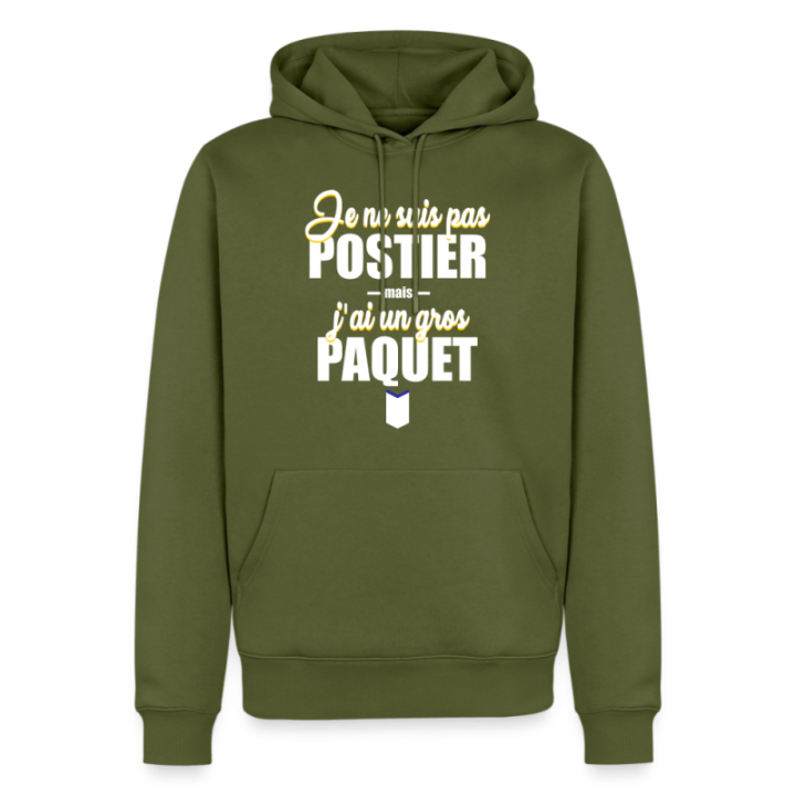 Sweat-shirt à capuche premium homme - J'ai un gros paquet - kaki - front