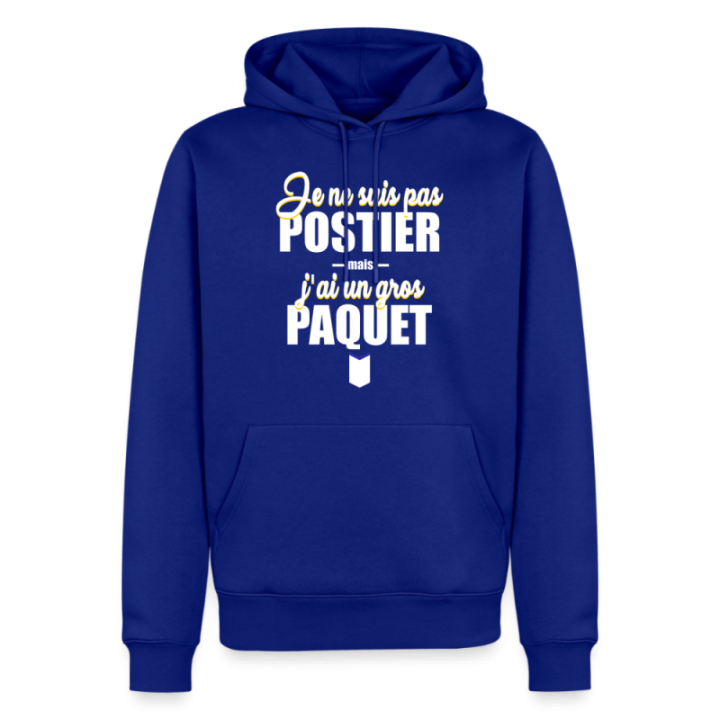 Sweat-shirt à capuche premium homme - J'ai un gros paquet - bleu roi - front
