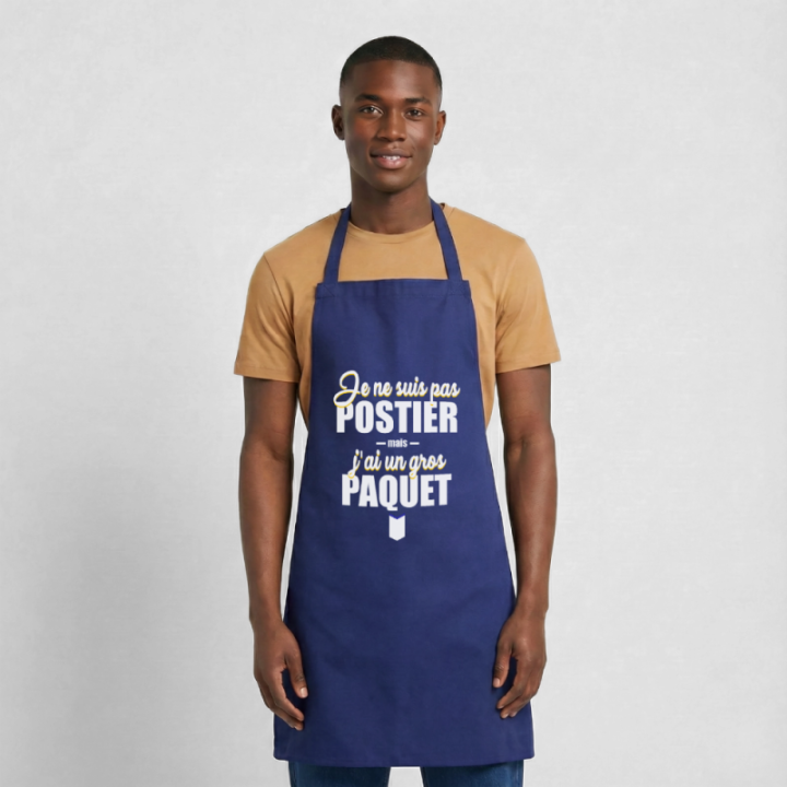 Tablier de cuisine - J'ai un gros paquet - bleu royal - front