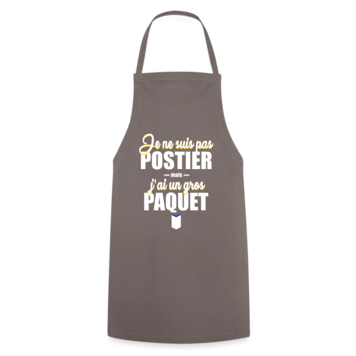 Tablier de cuisine - J'ai un gros paquet - gris - front