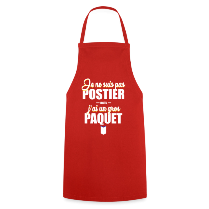 Tablier de cuisine - J'ai un gros paquet - rouge - front