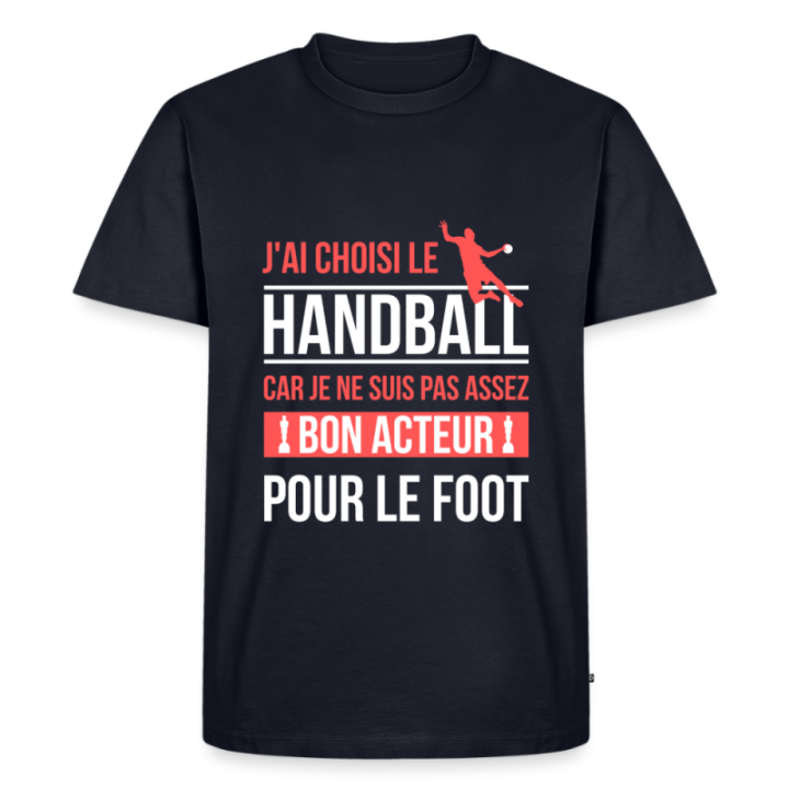 T-shirt premium homme - J'ai choisi le handball - bleu marine - front