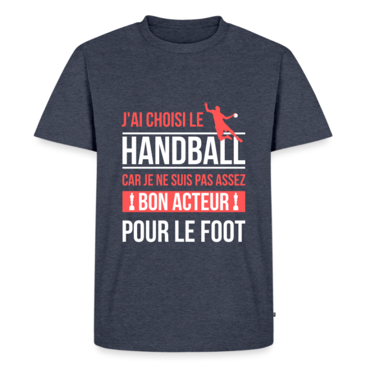 T-shirt premium homme - J'ai choisi le handball - bleu jeans  - front