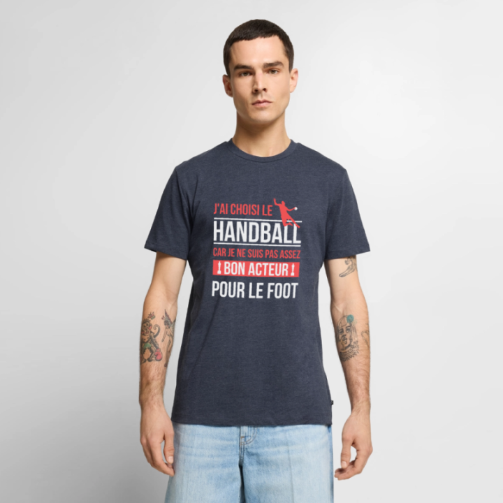 T-shirt premium homme - J'ai choisi le handball - bleu jeans  - front