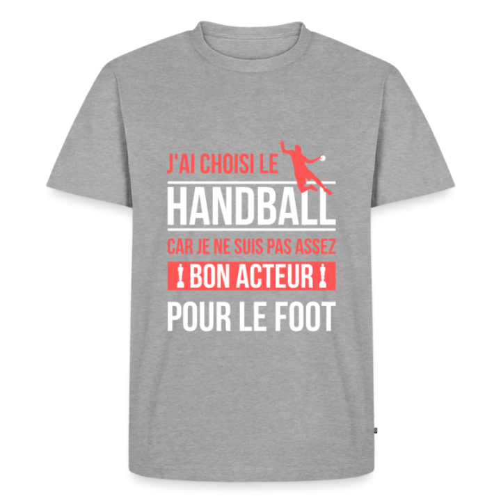 T-shirt premium homme - J'ai choisi le handball - gris chiné - front