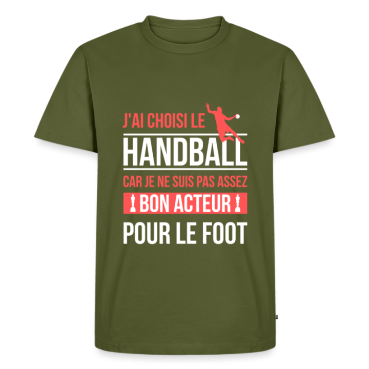 T-shirt premium homme - J'ai choisi le handball - kaki - front