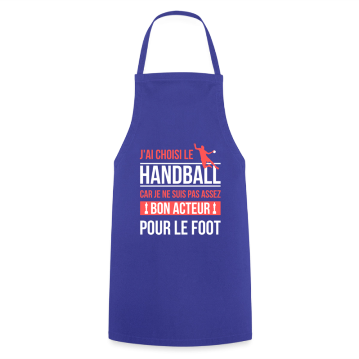 Tablier de cuisine - J'ai choisi le handball - bleu royal - front