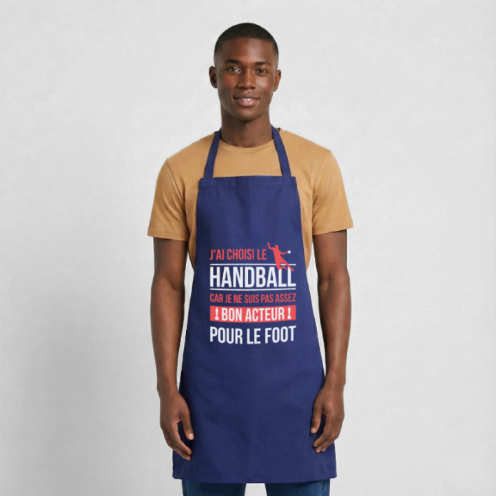 Tablier de cuisine - J'ai choisi le handball - bleu royal - front