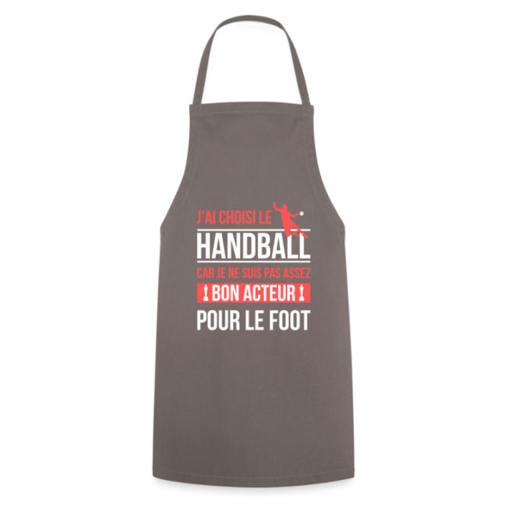 Tablier de cuisine - J'ai choisi le handball - gris - front