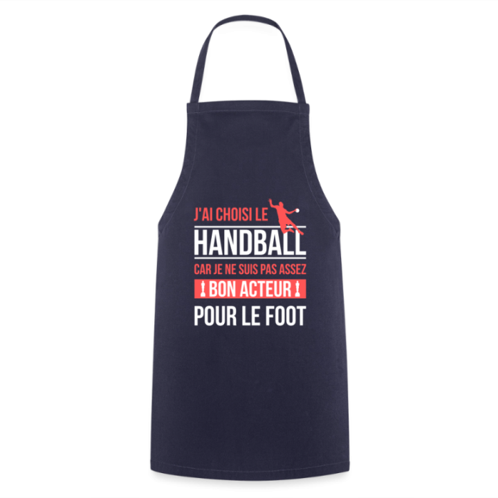 Tablier de cuisine - J'ai choisi le handball - marine - front