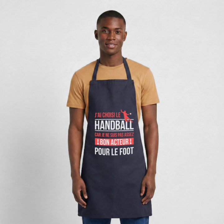 Tablier de cuisine - J'ai choisi le handball - marine - front