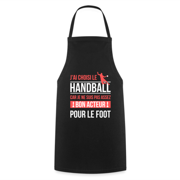 Tablier de cuisine - J'ai choisi le handball - noir - front