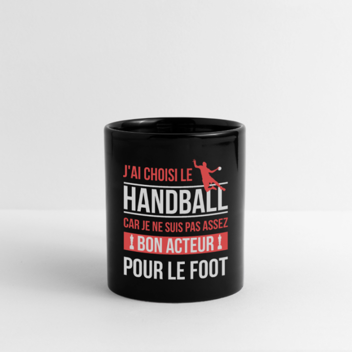 Mug uni - J'ai choisi le handball - noir - front