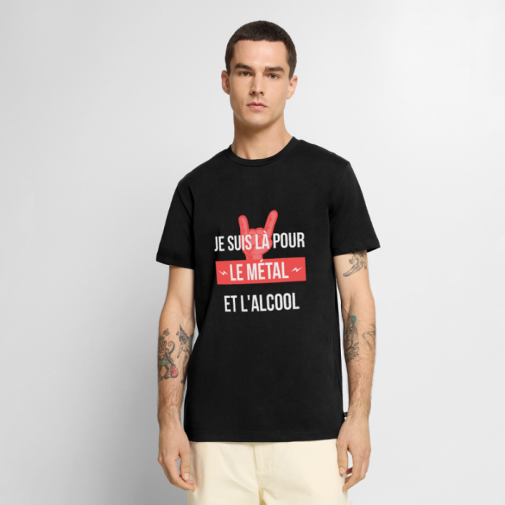 T-shirt premium homme - Je suis là pour le métal et l'alcool - noir - front