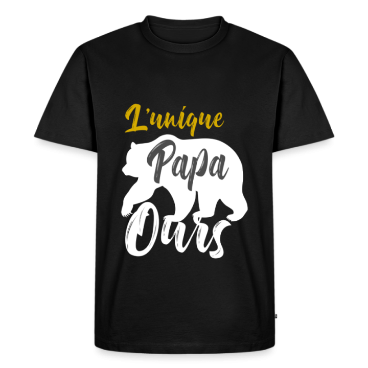 T-shirt premium homme - L'unique papa ours - noir - front