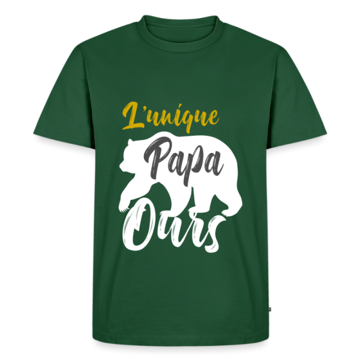 T-shirt premium homme - L'unique papa ours - vert bouteille - front